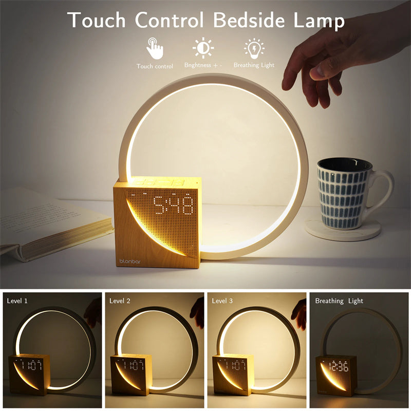 Bedside Touch Table Lamp with Natural Sounds & Alarm Clock